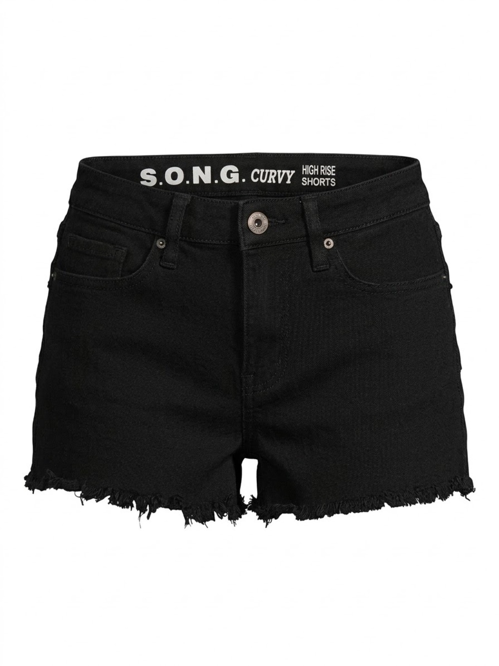 S.O.N.G. Curvy High-Rise Black Denim Shorts